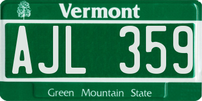 VT license plate AJL359