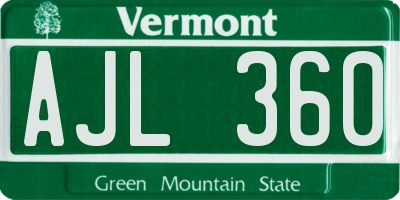 VT license plate AJL360