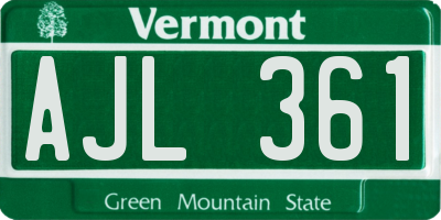 VT license plate AJL361
