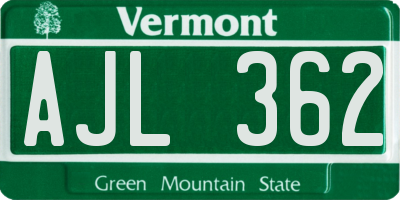 VT license plate AJL362