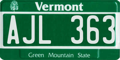 VT license plate AJL363