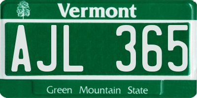 VT license plate AJL365