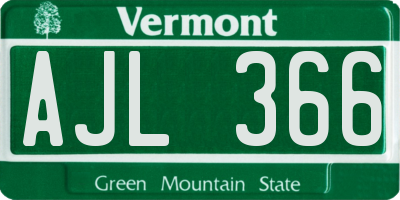 VT license plate AJL366