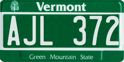 VT license plate AJL372
