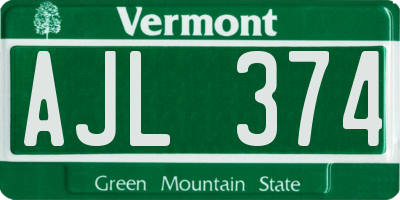 VT license plate AJL374