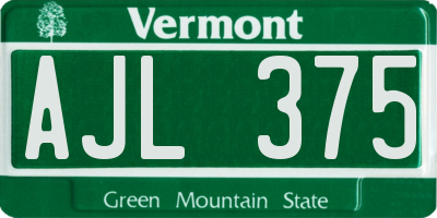 VT license plate AJL375