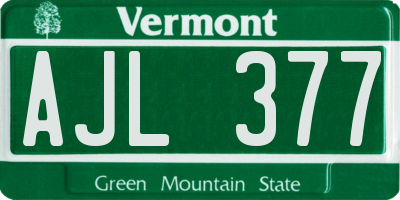 VT license plate AJL377