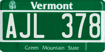 VT license plate AJL378