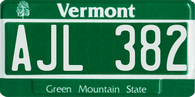 VT license plate AJL382