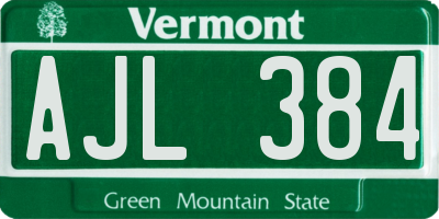 VT license plate AJL384