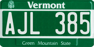 VT license plate AJL385