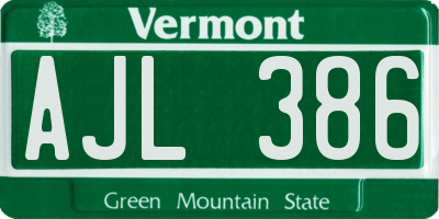 VT license plate AJL386