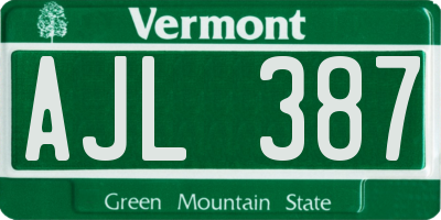 VT license plate AJL387