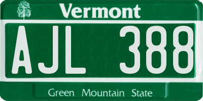 VT license plate AJL388