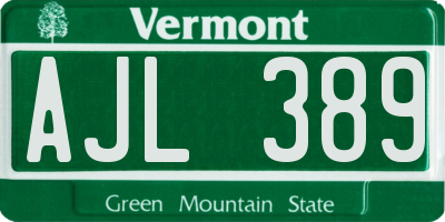 VT license plate AJL389