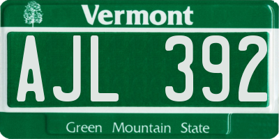 VT license plate AJL392