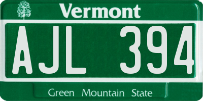 VT license plate AJL394
