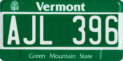 VT license plate AJL396