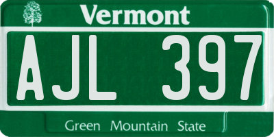 VT license plate AJL397