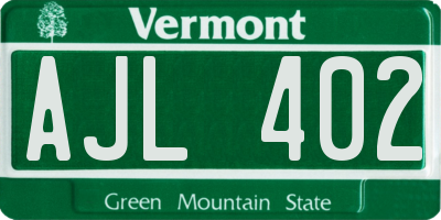 VT license plate AJL402