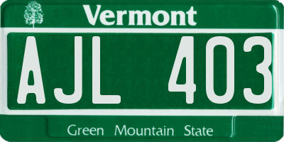 VT license plate AJL403