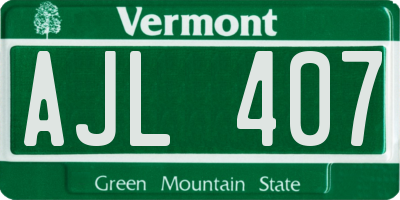 VT license plate AJL407