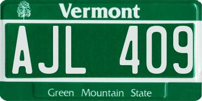 VT license plate AJL409