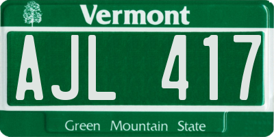 VT license plate AJL417