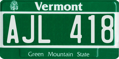 VT license plate AJL418