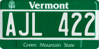 VT license plate AJL422