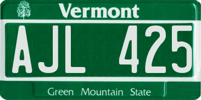 VT license plate AJL425