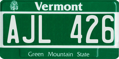 VT license plate AJL426
