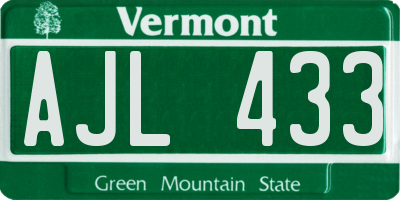 VT license plate AJL433
