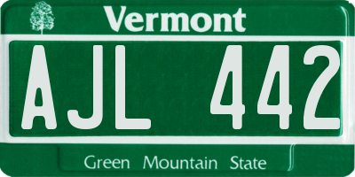 VT license plate AJL442
