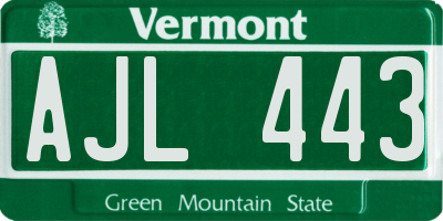 VT license plate AJL443