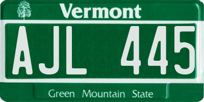 VT license plate AJL445