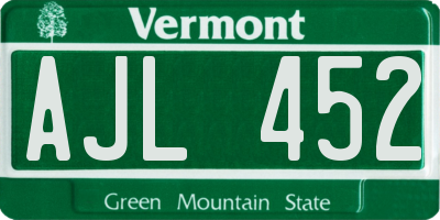 VT license plate AJL452