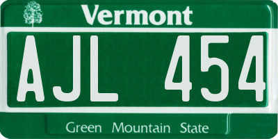 VT license plate AJL454