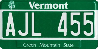 VT license plate AJL455