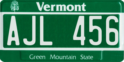 VT license plate AJL456