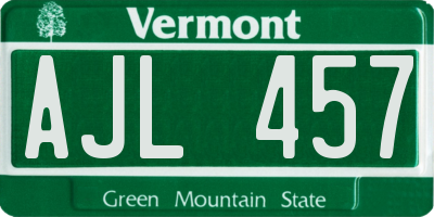 VT license plate AJL457