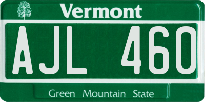 VT license plate AJL460