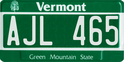 VT license plate AJL465