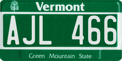 VT license plate AJL466