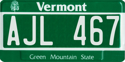 VT license plate AJL467