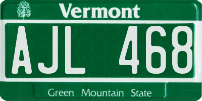 VT license plate AJL468