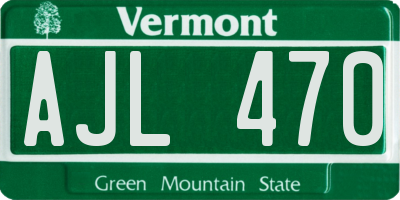 VT license plate AJL470