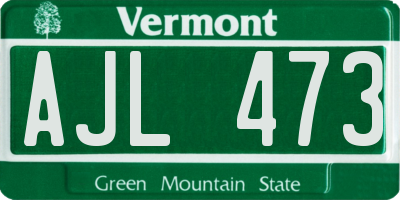 VT license plate AJL473