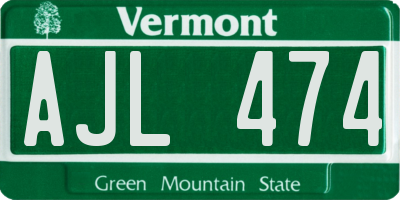 VT license plate AJL474