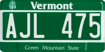VT license plate AJL475